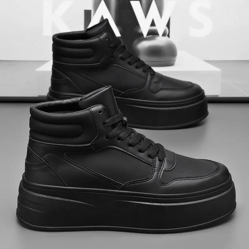 Autumn Men Casual Sneakers Platform Ankle Boots High-top Thick Bottom Sneakers Male Outdoor Basketball Shoes Sport Trainers_voghion.com