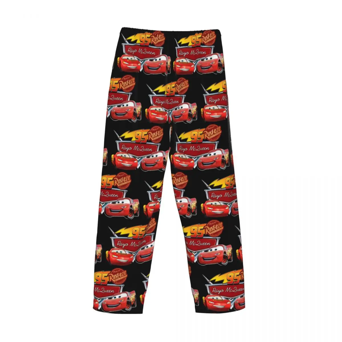 Custom Lightning McQueen Pajama Pants Sleepwear Men Elastic Waistband Cartoon Sleep Lounge Bottoms with Pockets