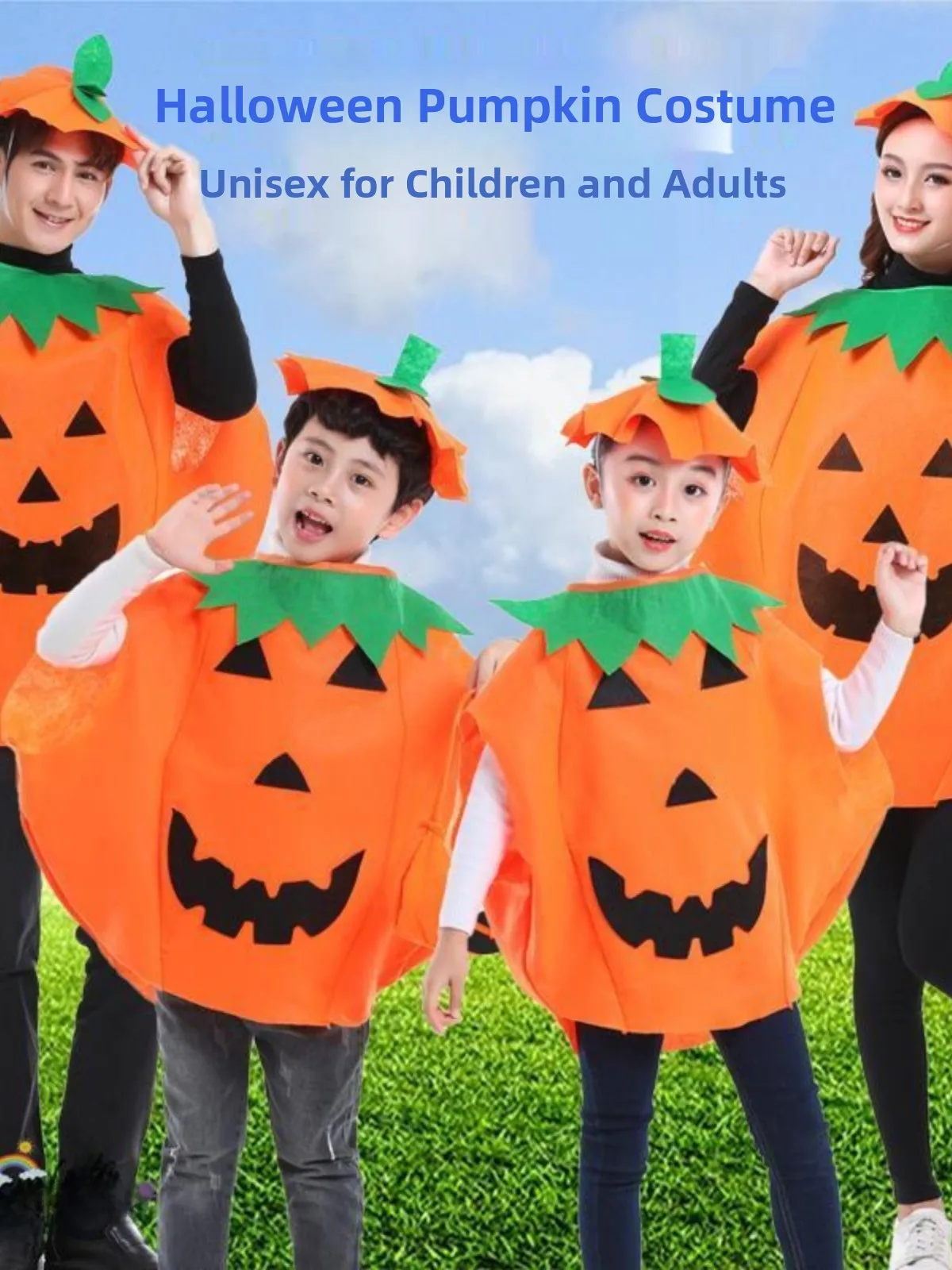 

Halloween Costume Pumpkin Outfit Set for Children And Adults Male Female Toddler Parent Child Dress up Stage Performance