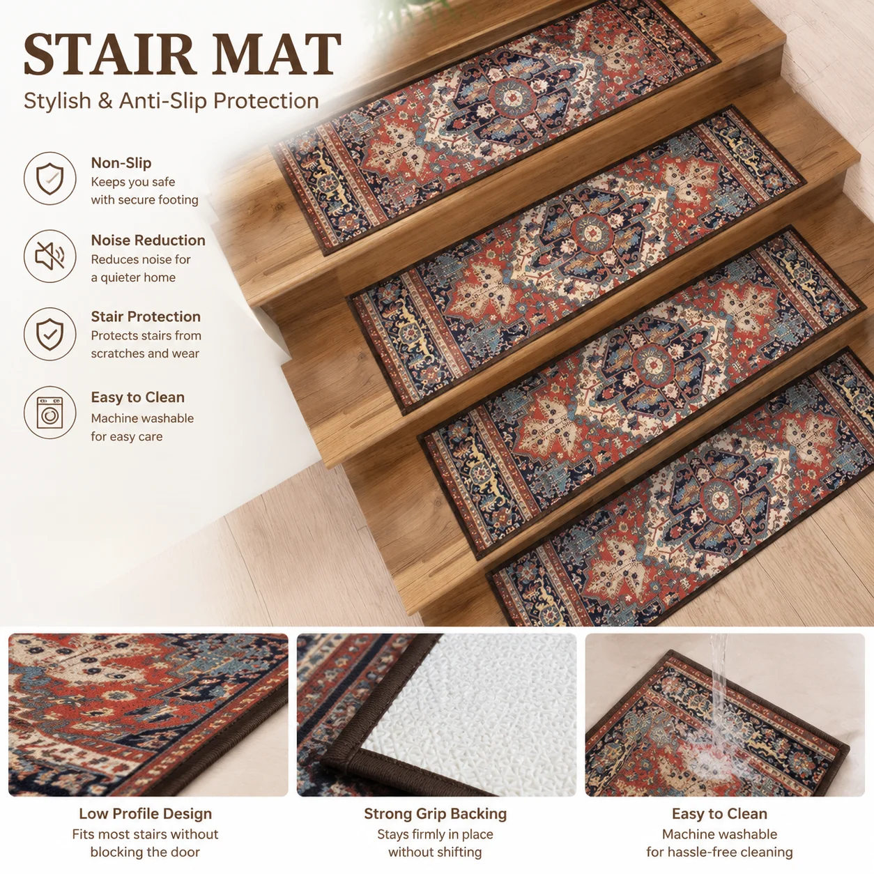 Sklimatter for trapper, nordisk mønster - alternate angle