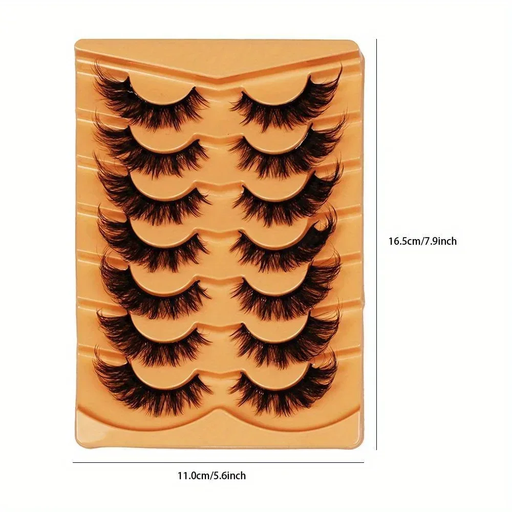 7 pairs Cat Eye Eyelashes 3D Natural False Lashes 5D Fluffy Soft Cross Manga Lashes Wispy Natural Eyelash Extension Makeup