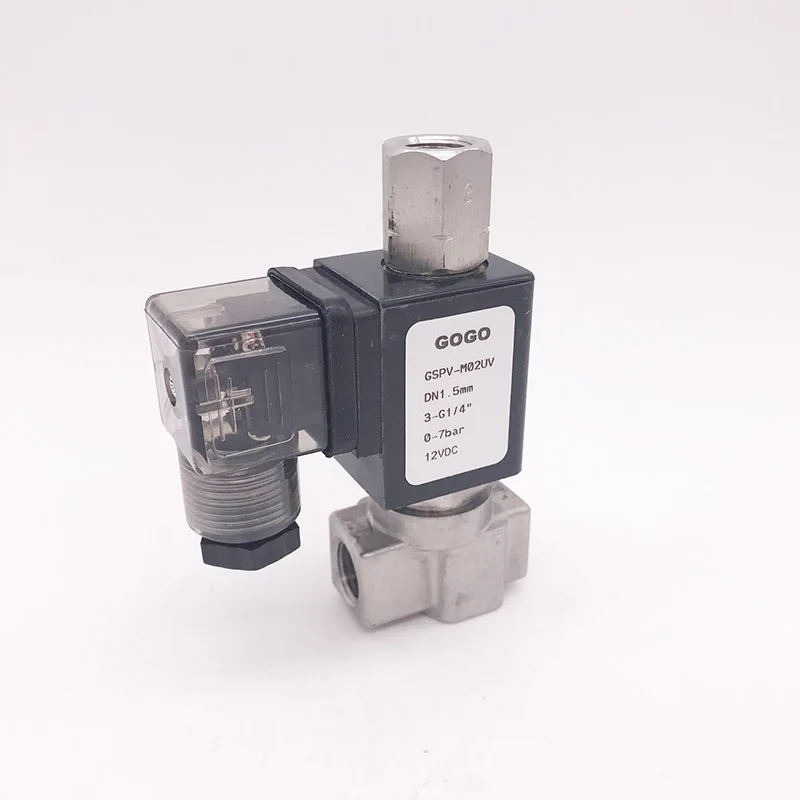 GOGO N.O N.C Direct acting Stainless steel 304 3/2 way Gas Solenoid Valve 1/4"