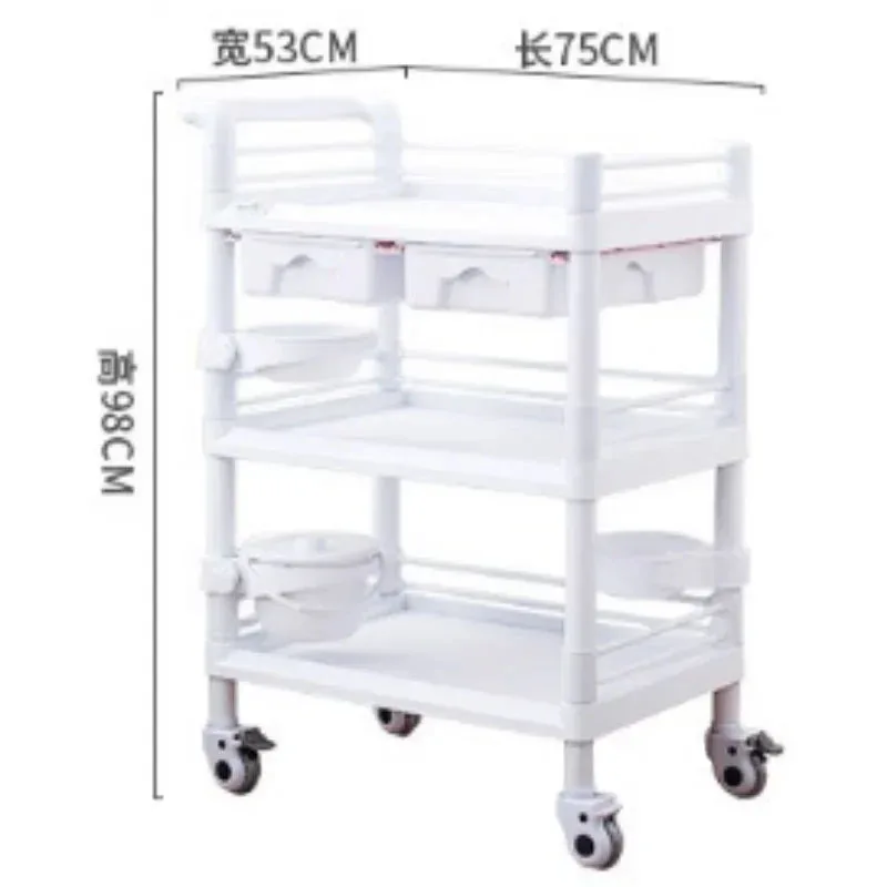 ABS Plastic Multi-layer Trolley Equipment Operating Room Trolley Medical Hospital Instrument Trolley Mobile Silent Caster Cart Z