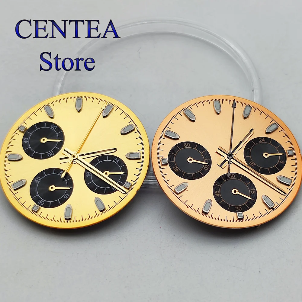 RICHUS 29.5mm VK63 Watch Dial Watch Hands Black Sky Blue Gray Rose Gold Watch Dial Luminous Suitable for VK63 Quartz Movement