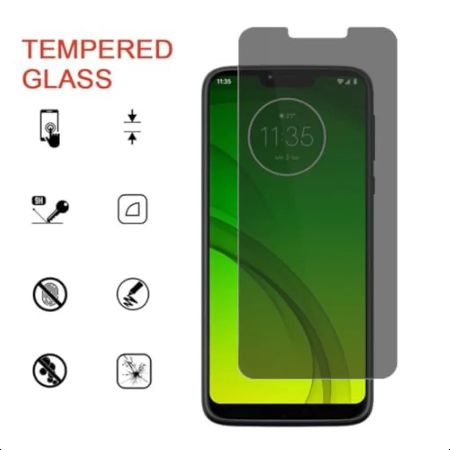 واقي شاشة مضاد للتجسس لهاتف موتورولا موتو G7 Power 6.2 [2PACK] حافظة صديقة للبيئة مضادة للخدش طبقة رقيقة واقية للخصوصية لهاتف Moto G7