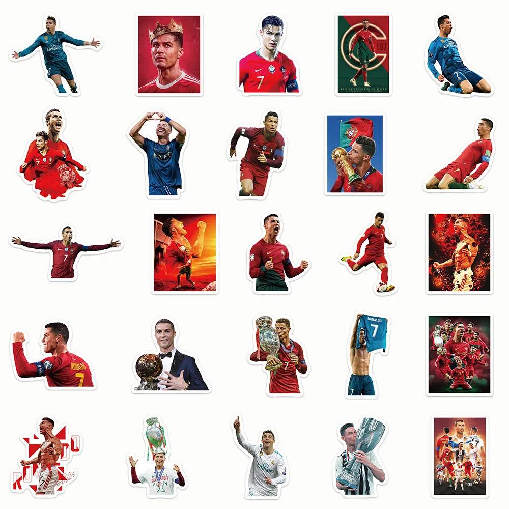 50PCS Football Star Cristiano Ronaldo Graffiti Stickers Skateboard Computer Guitar Phone Case Decoration Waterproof Sticker