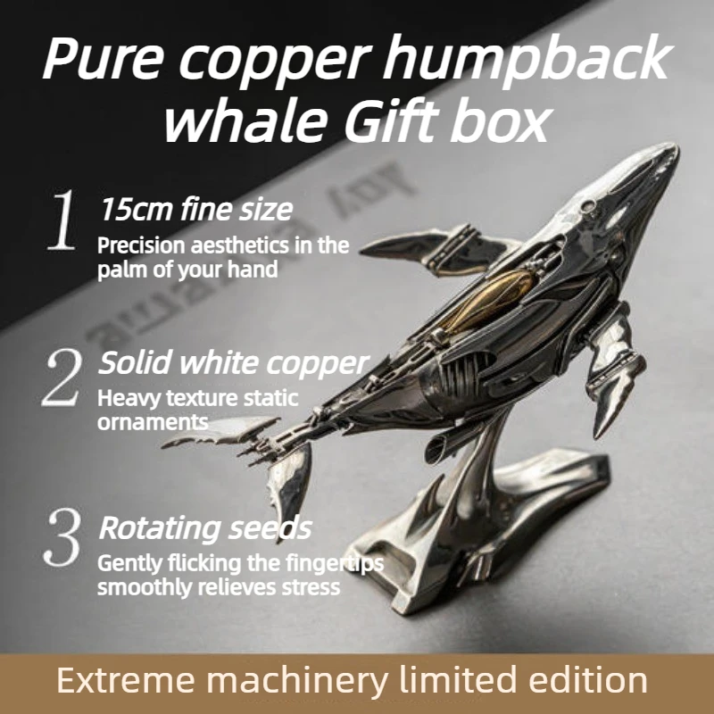 

JX Humpback Whale Pure Copper Version Model Ornament Bionic Artwork Limited Edition Pure Metal Gift