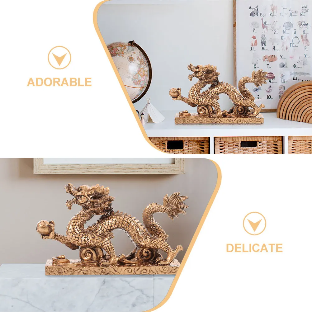 

Resin Dragon Statue Chinese Zodiac Sculpture for Home Office Decor Craft Design Desktop Ornament Art Piece