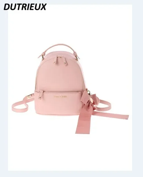 Japanese Style New Fashion Backpack Female Ribbon Bowknot Hanging Ornament Ladies Backpacks Fashion Casual Handbags for Women