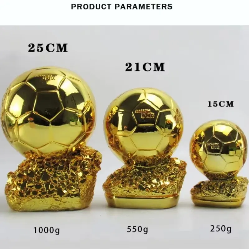 15/20/25cm Soccer Trophy Golden Ball Golden Ballon Football Excellent Player Award Competition Honor Reward Spherical Trophy