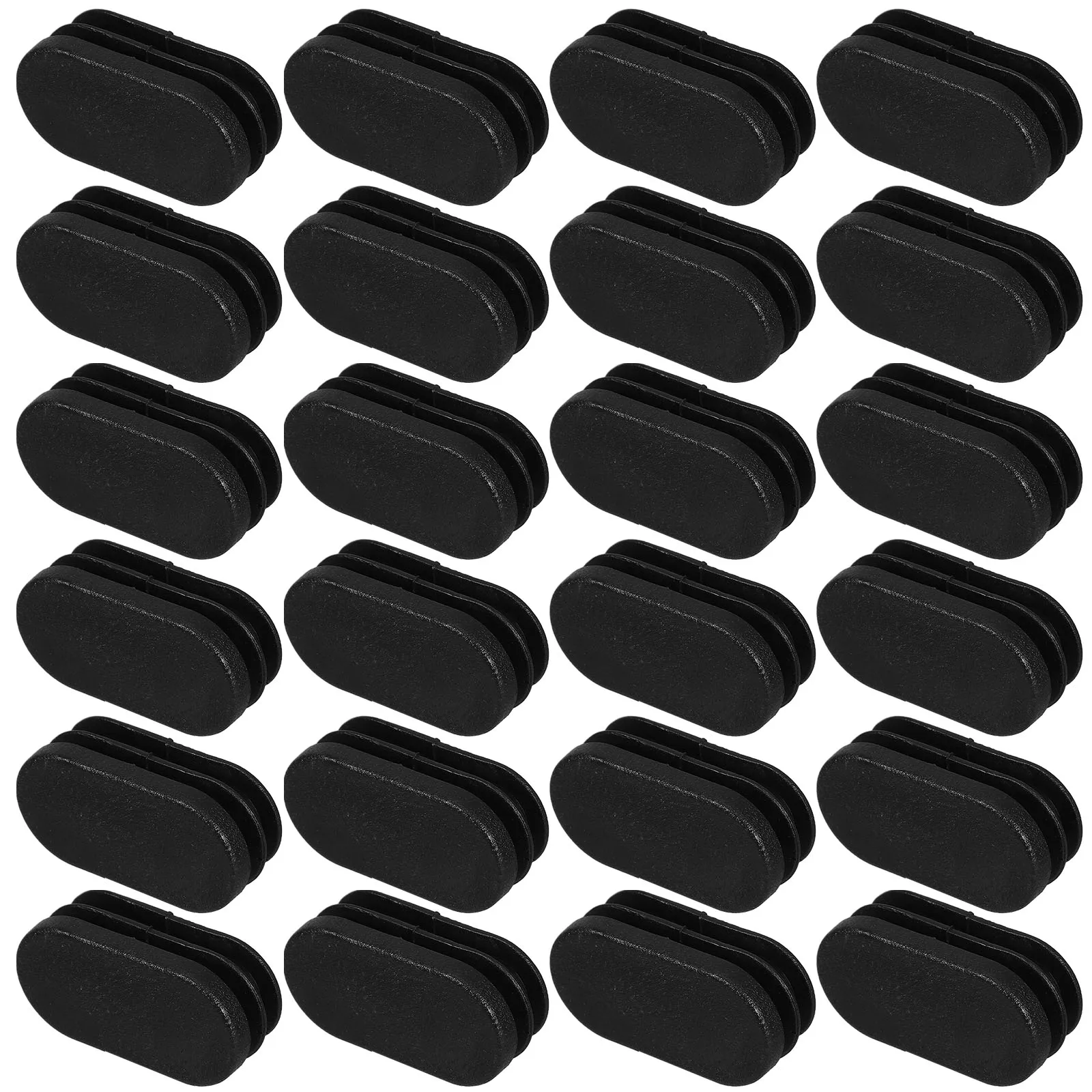 

100 Pcs Elliptical Tube Cap Black 20x40mm Precision Size Weather Resistant Plastic Hole Plugs Furniture End Caps Sealing Gasket