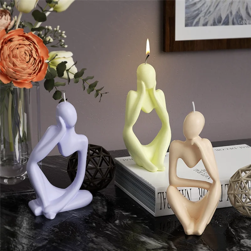 Stampo per candele 3 pezzi Pensieri Ritratto Ornamenti Resina epossidica Stampo in silicone Semplice corpo astratto europeo Stampo per candele Resina siliconica