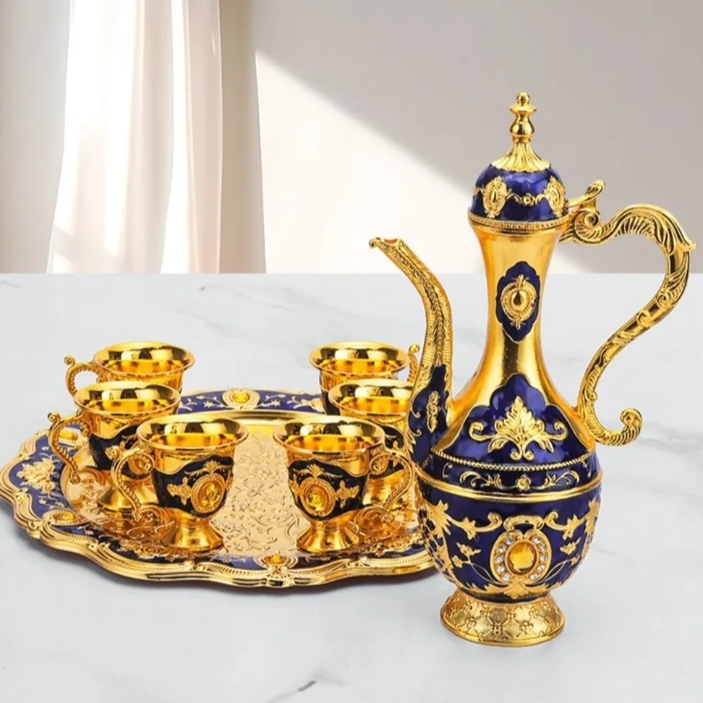 Home Decoration Luxury Turkish Tea Set Metal Decorative Vintage Wine Set Multifunctional European Style Teapot Kit Bar