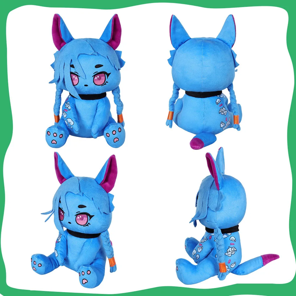 2024 Game LoL Jinx Blue Cat Cosplay Plush Plushies Dress Up Children Xmas Gift Fantasia Kids Children Soft Mascot Toys Halloween