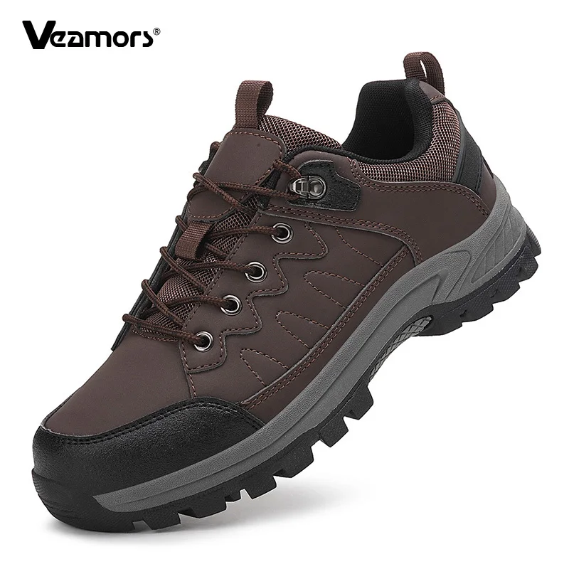 

Waterproof Men's Hiking Shoes PU Leather Casual Sports Shoes Male Non-slip Outdoor Sneakers for Camping Trekking Big Size 39-47