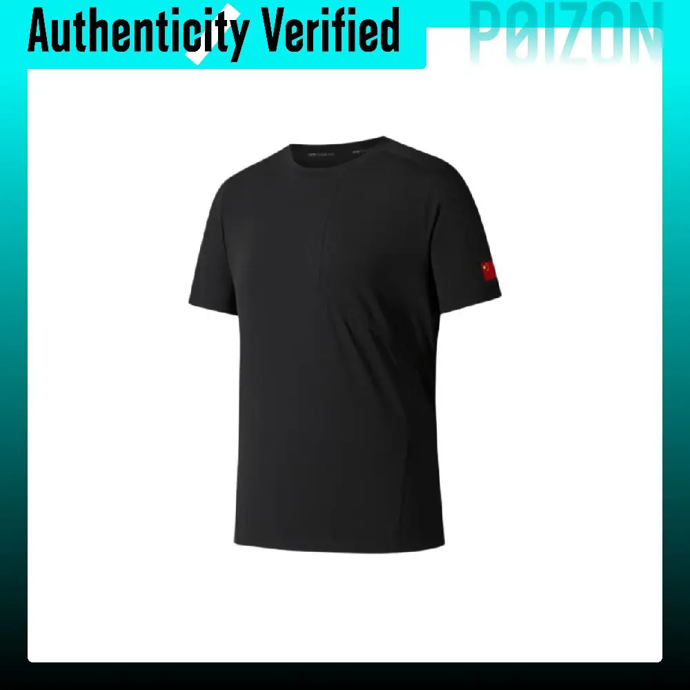 ANTA Champion All-Weather Collection Quick-Dry T-Shirts Men's Black Crew Neck Moderate Straight Fit 152630109-1