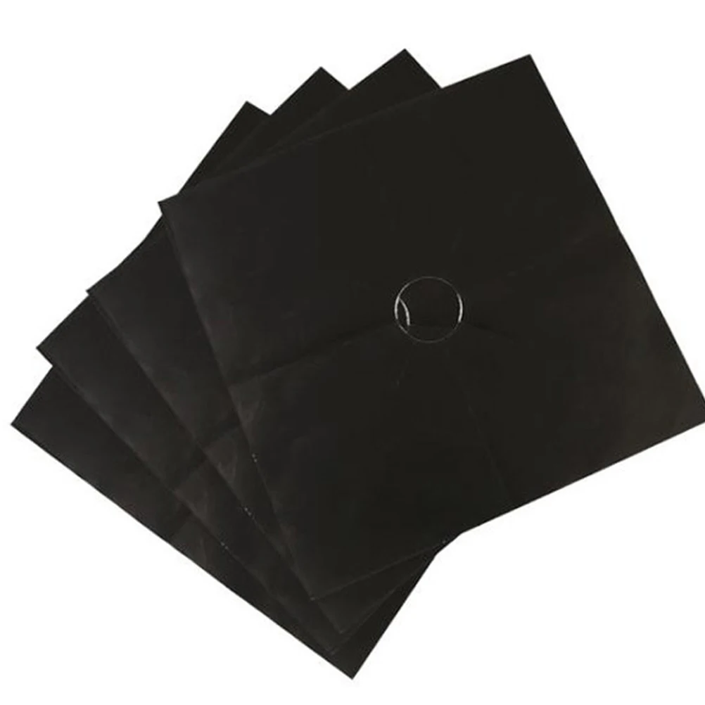 

8pcs Universal Gas Hob Protector Sheets Heavy Duty Non-Stick Oven Liners Reusable Black Ptfe Cooker Mats Durable Kitchen Utensil