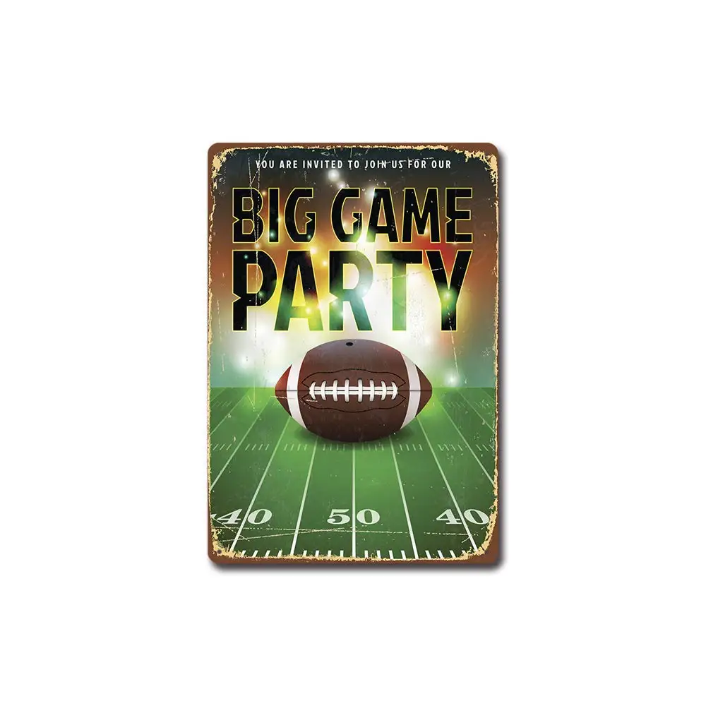 

SLALL Big Game Party !Suitable Office Posters Retro Street Sign Household Metal Tin Sign Bar Cafe Car Motorcycle Garage Decorati