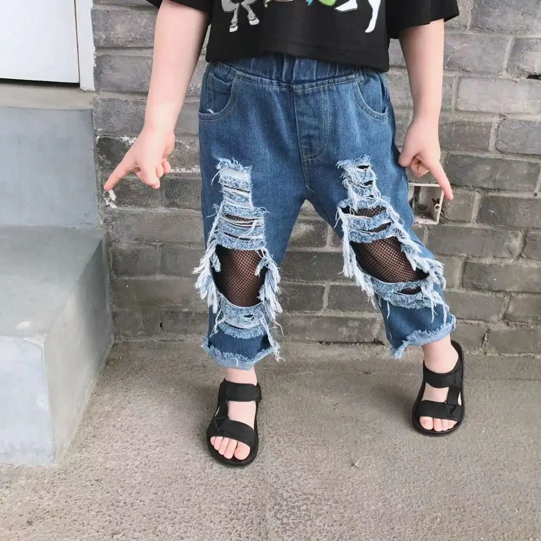 Children's Torn Jeans Spring And Summer Jeans Small And Medium-sized Children's Beggar Pants Girls Pants Clothing Capris Pants