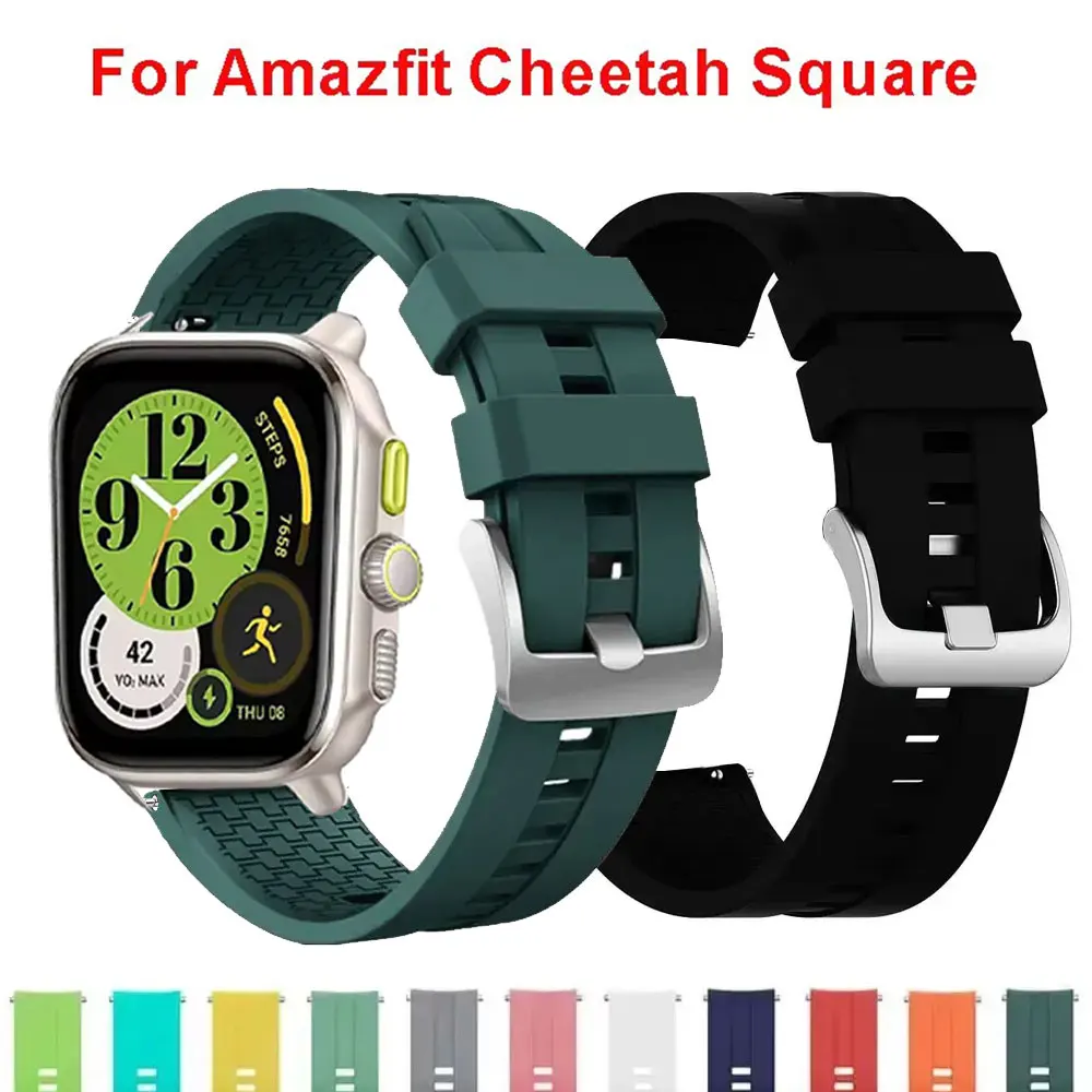 Bracelet en silicone 22 mm 20 mm pour Amazfit Cheetah, bracelet carré pour Amazfit Balance/Cheetah Round/Pro/Bip 5 5 Unity GTS 2 3 4