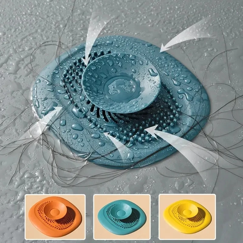 4PCS Drain Protector Shower Drain Cover Hair Stopper Anti-Blocking Hair Catcher Plug Trap Floor Drain Cover Sink Strainer Filter