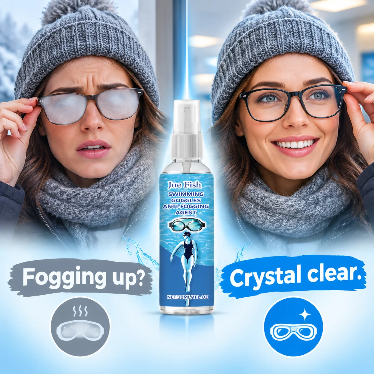 Anti-Beschlag-Spray für Brillen, Schwimmbrillen, Linsenpflege, tragbarer 30ml-Schutz für Schwimm- und Skibrillen für jede Jahreszeit – Detail 3