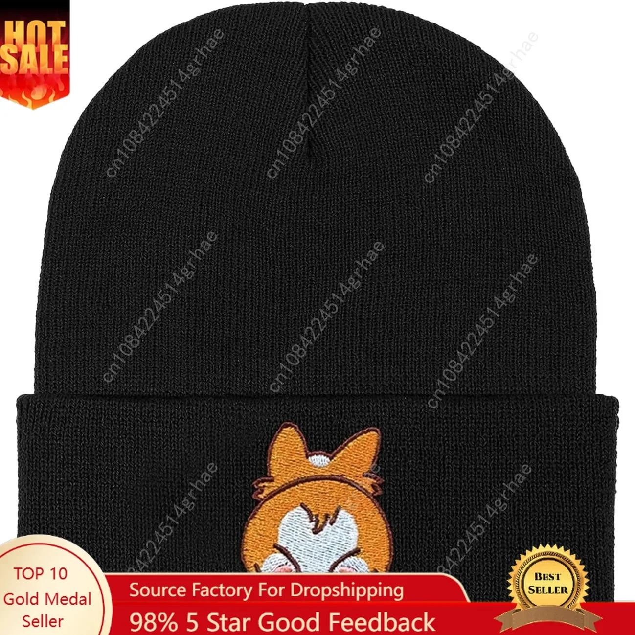 

Animal Beanie Cap,Adults Unisex Men Womens Kids Embroidered Black Knit Warm Winter Hat