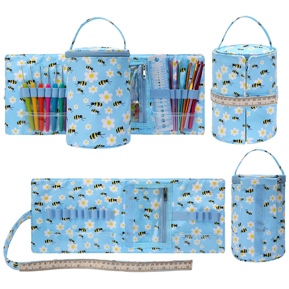 

Wool Crochet Storage Bag - Portable DIY Knitting Accessories Dual-purpose Storage Pouch for Outdoor Use