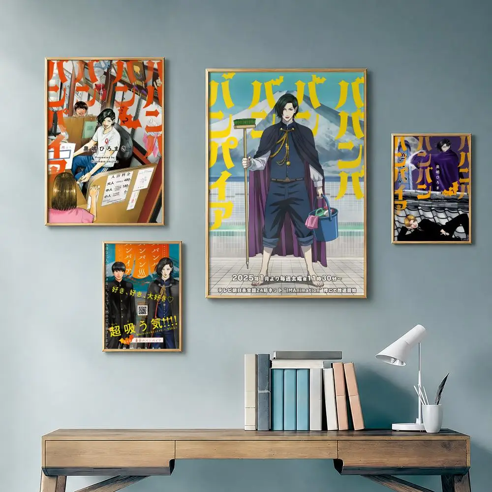 Comedy Anime B-Baban Baban Ban VampireS Poster Vintage Retro Anime Poster Stickers Peel and Stick Wall Art Home Decor
