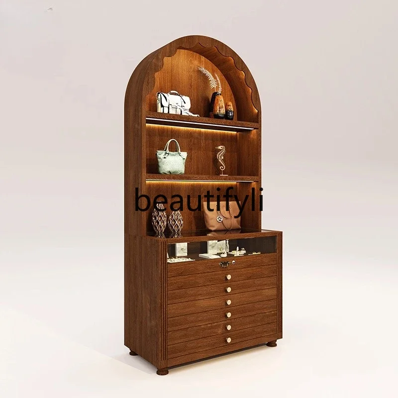 LXVintage Glass Display Cabinet Jewelry Display Cabinet Women's Clothing Store Hat Rack Display StandSSS