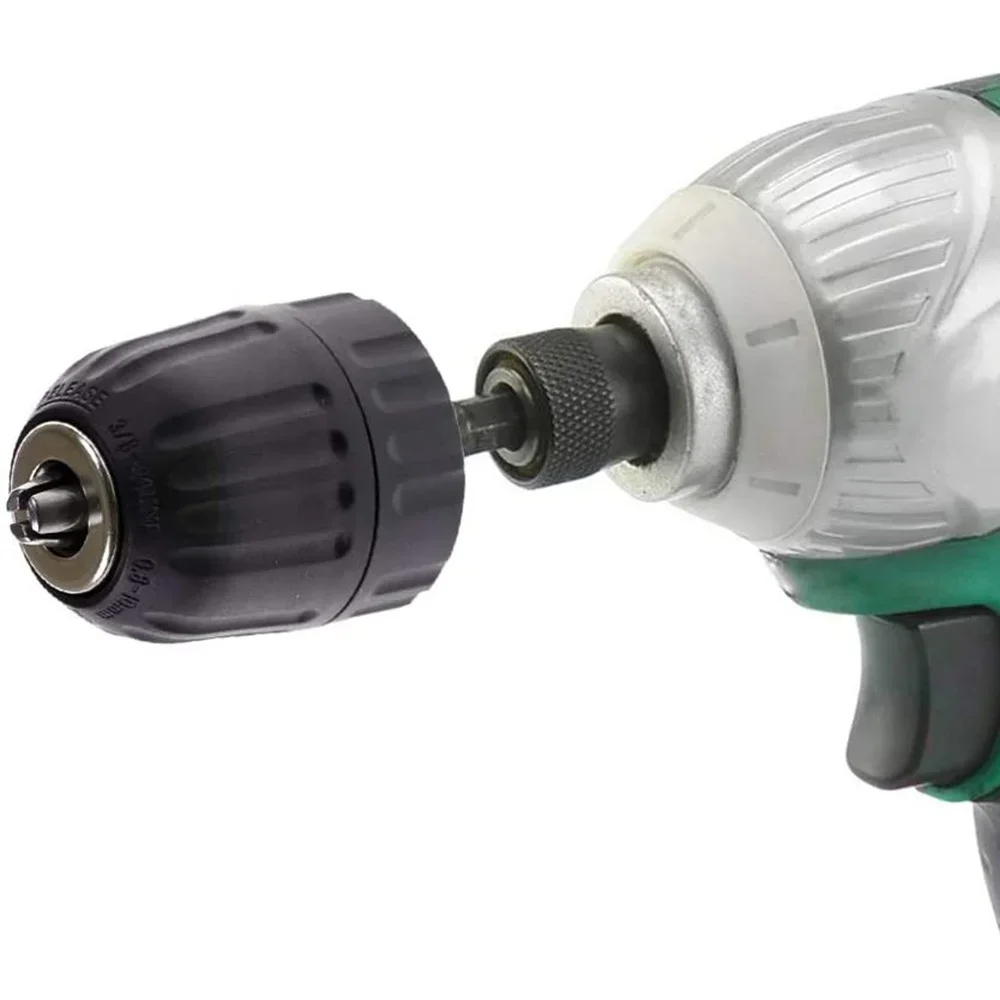 STONEGO 0.8-10mm Keyless Drill Chuck Converter 3/8"- 24UNF Thread Quick Change Adapter 1/4" Hex Shank view 2