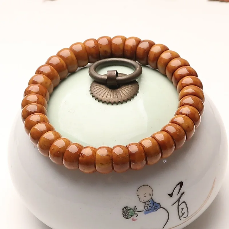

Purple Gold Rat Golden Bowl High-end Bodhi Bracelet Smooth Hollow Beads Single Loop Wrist Mala for Meditation Gifts