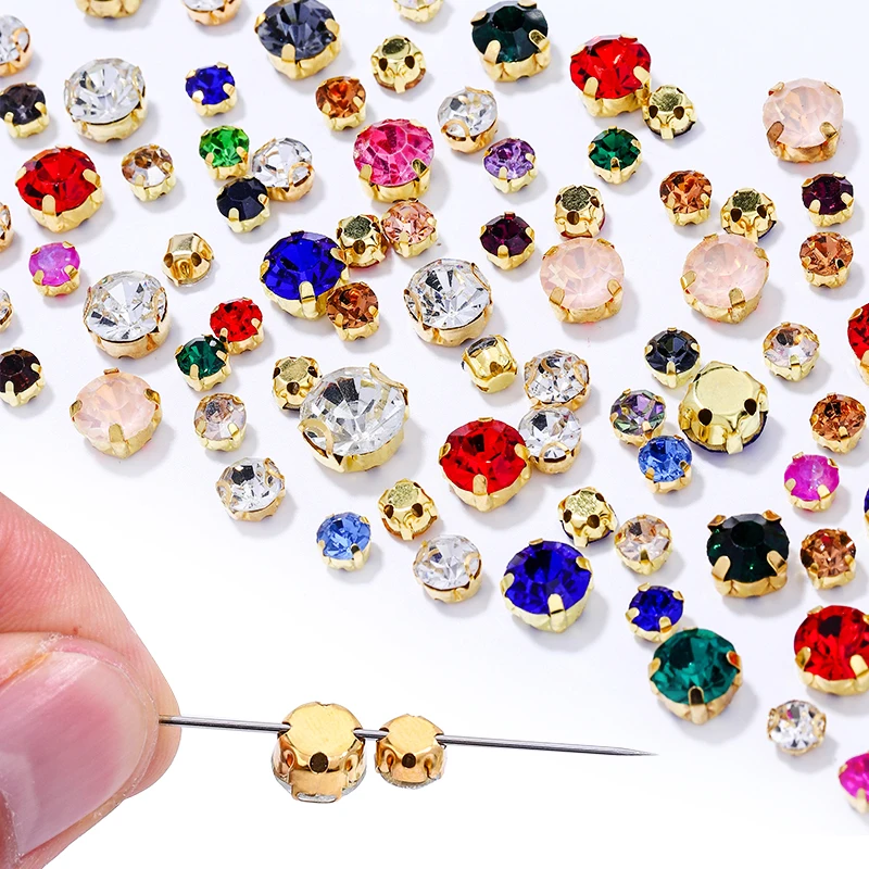 1290-teiliges Set mit Strasssteinen in Krallenform zum Aufnähen für DIY-Bastelarbeiten, Gold-/Silberfassung für die Herstellung von Kristallschmuck, Kleidung, Schuhen und Taschen. – Detail 8