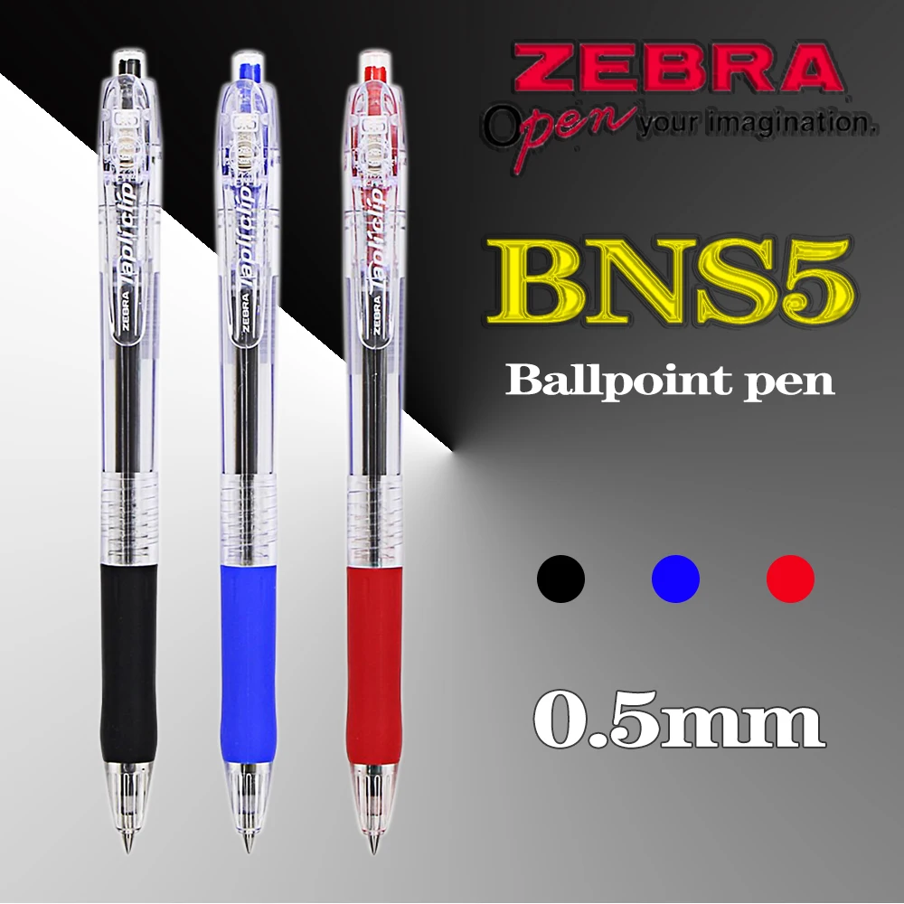

3/5/10PCS Japan ZEBRA Ballpoint Pens BNS5 Refill SH-0.5 0.5mm Push Type Kawaii Stationery Back To School Anime Office Acsesories