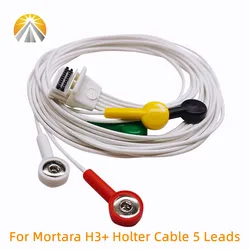 Holter Recorder ECG Patient Cable 10 Pin 5 Leads Snap 4.0 IEC or AHA for Mortara H3+ Holter Recorder Telemetry Leadwires
