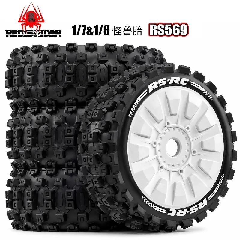 4Pcs 1/8 RC Off-Road Buggy Wheels Tire 17mm Hex for ARRMA 1/8 Typhon 3S/6S Losi 8IGHT HongNor FS Racing KYOSHO MP9