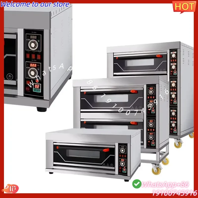 

2026Hot Industrial Electric Double Pizza Deck Oven Electric Mini Bread Baking Oven 220V 2 Deck 4 Tray Commercial Kitchen