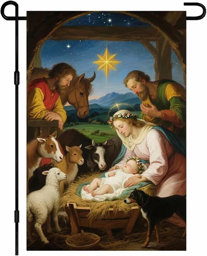 Christmas Garden Flag 12X18 Inch Double Sided Manger Scene Nativity Outdoor Yard JJE DDI GGX