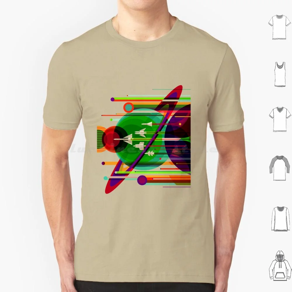 Camiseta The Grand Tour para hombres, mujeres y niños, gráfico de viaje de los años 50, astronauta de la escuela antigua, nave espacial terrestre, estrellas, sol, Luna, explorador