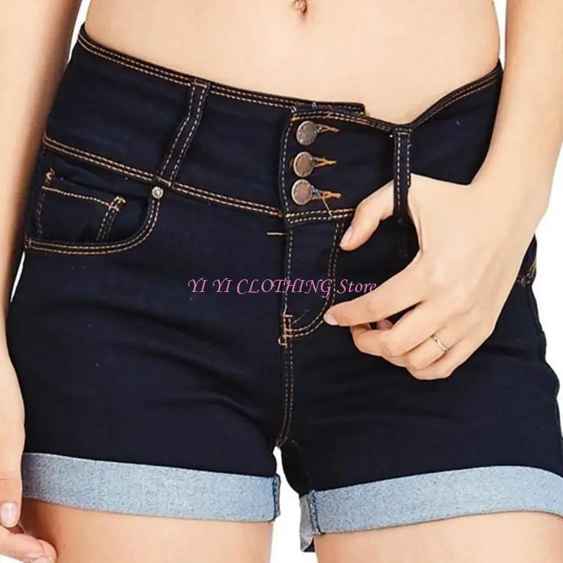 

N5KF Low Rise Skinny Stretch Jean Shorts Women’s Summer Casual Low Waist Comfort Fit Short Pant with Pockets and Leg Cuff