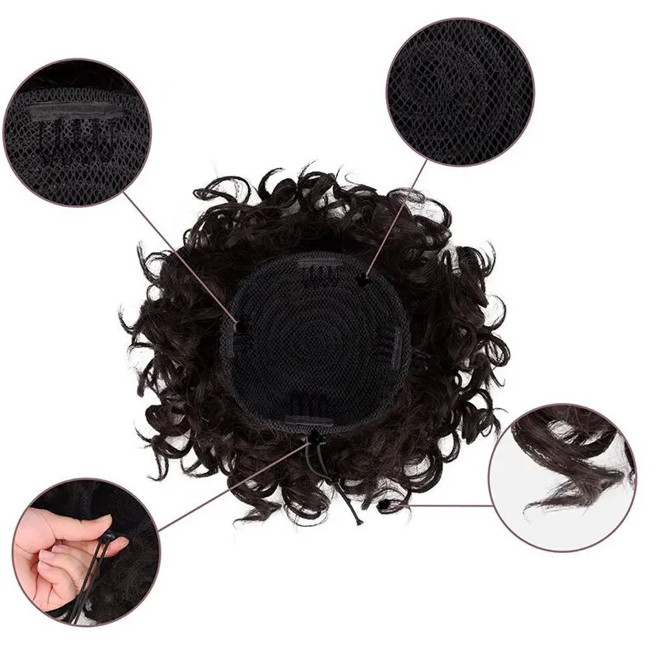 New Style Ladies Curly Bun parrucca in fibra chimica disordinata europea e americana con coulisse cravatta per capelli borsa per capelli coda di cavallo parrucca per uso quotidiano