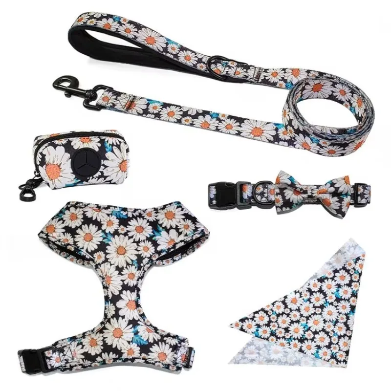 Adjustable Designer Training Print Lead Cat Traction Rope Strap Harness Pet Collars Set Dog Leash