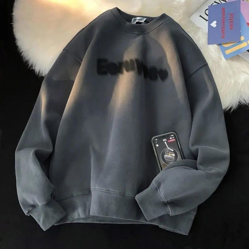 

Женские толстовки, милая одежда с вырезом в полоску и рукавами в стиле хип-хоп, круглая одежда с графическим рисунком, весенняя милая спортивная одежда большого размера для экипажа