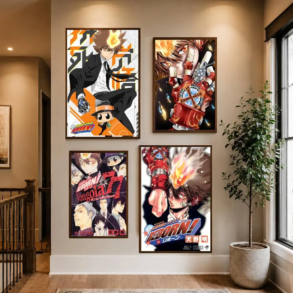 Action Anime HITMAN REBORN Poster HD Waterproof PP Self-Adhesive Removable Wall Art Poster for Bedroom Cafe Gym Home Decor Gift
