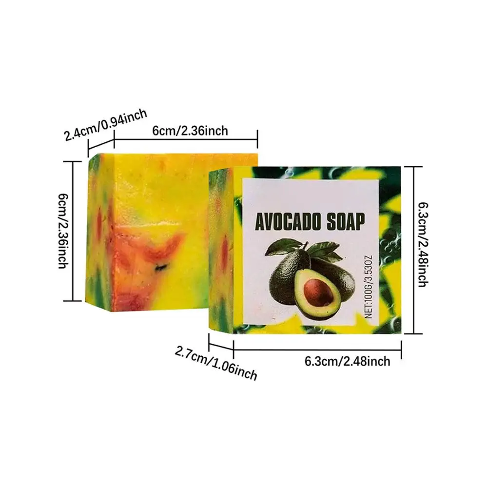 Jabón de aguacate de 100g, Control de aceite, elimina la suciedad, limpieza de la piel, productos aclaradores, hidratación profunda, lavado corporal, barras de jabón naturales hechas a mano