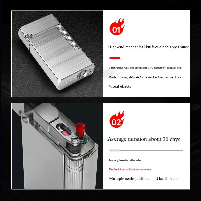 ولاعة زيت دقيقة عالية الجودة باستخدام الحاسب الآلي كاملة 316 من الفولاذ المقاوم للصدأ ولاعة الكيروسين صندوق هدايا خشبي نادر التعبئة والتغليف جمع التدخين #6