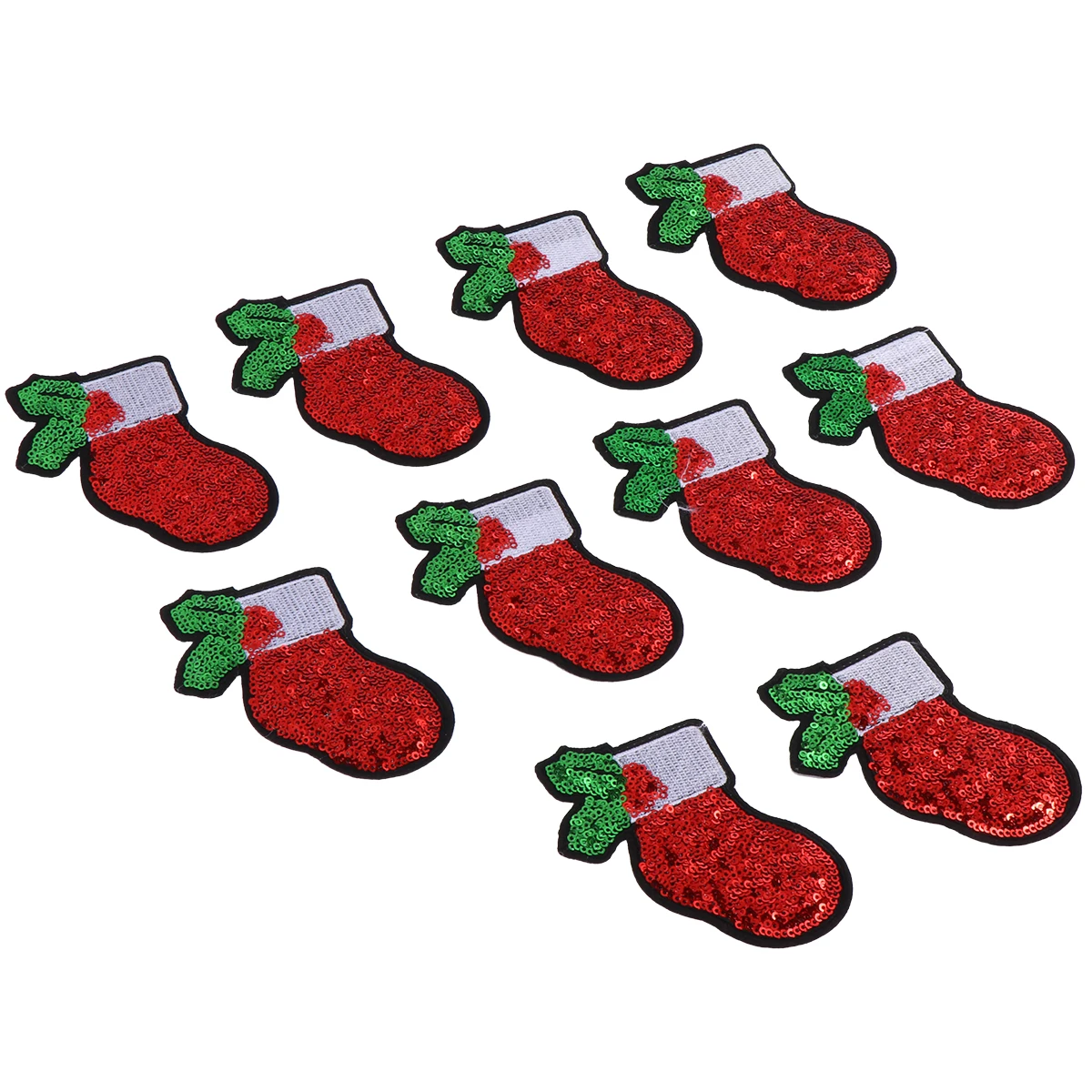 

10 Pcs Sequins Patches Bright Colors Christmas Theme Patches Cloth Embroidered Appliques Iron On Jeans Hats DIY Accessories