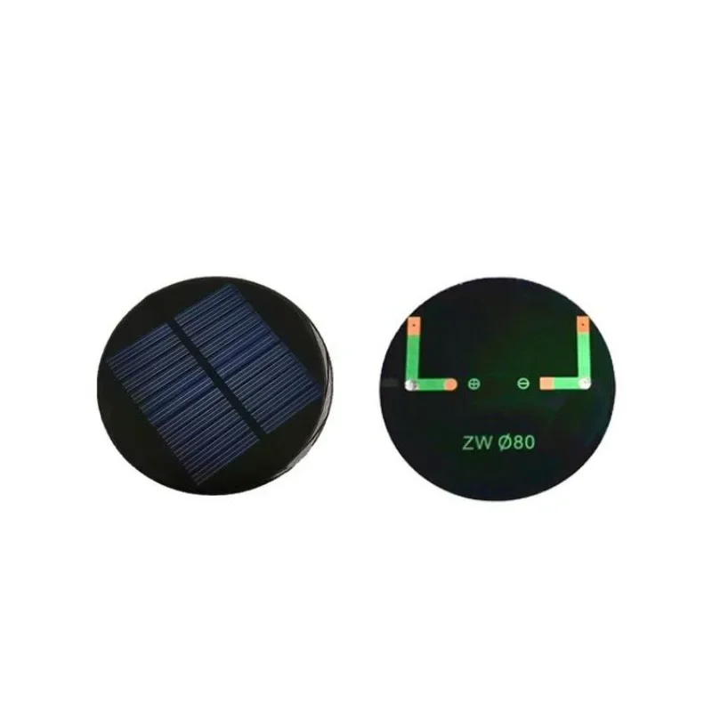 5.5V Round Solar Panel DIY Lights Toys 8cm 0.07A Polycrystalline Drip PV Panel 0.45W Solar Panel Module Outdoor Power Generation