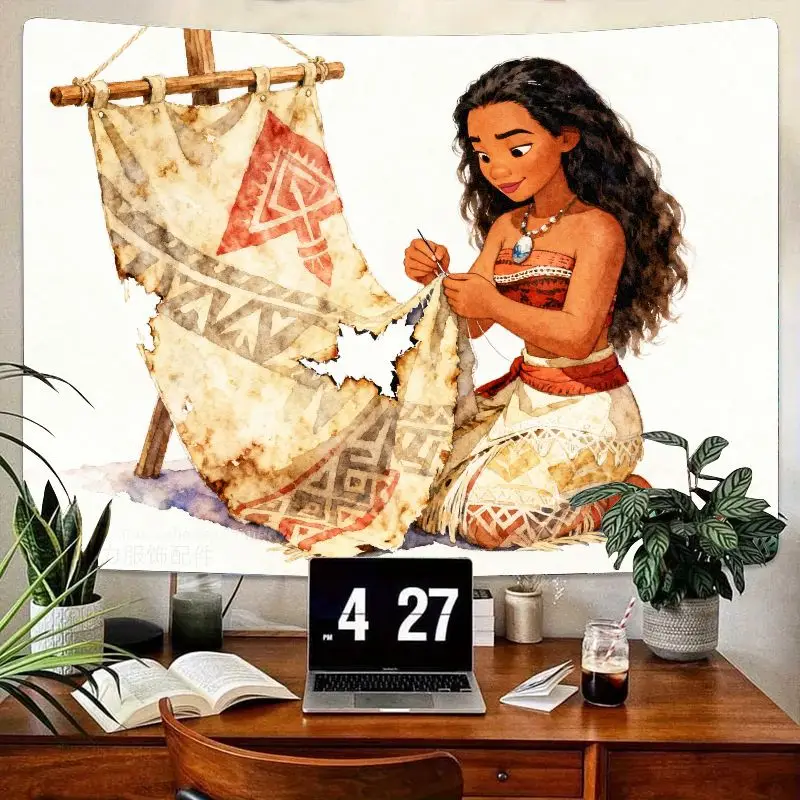 

1 шт. гобелен принцессы Диснея Моаны, яркий анимированный швейный парус, настенное искусство, домашний декор в полинезийской тематике для спальни, гостиной G