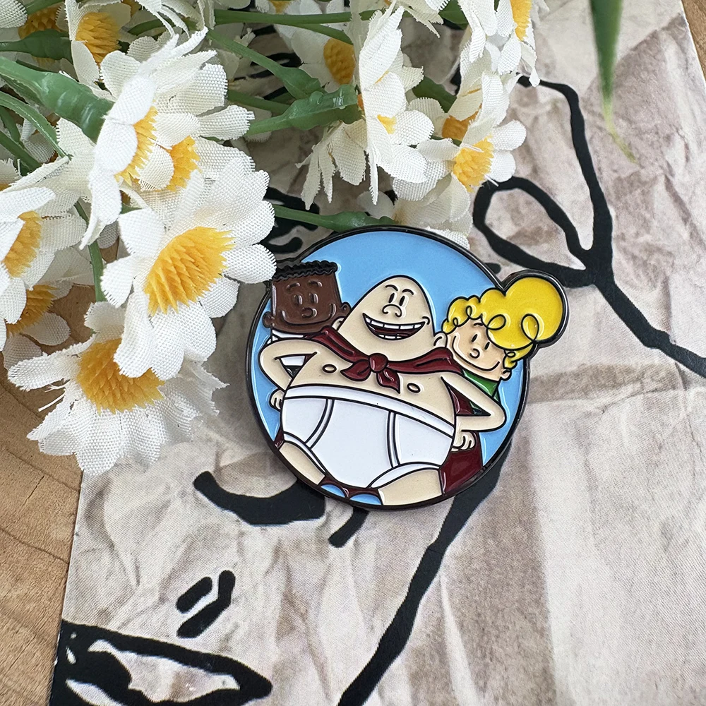 Captain Underpants Sci-Fi Humor Comic Enamel Brooch Children'S Hero Funny George And Hallo Krupp Principal Pin Badge Gift Commem